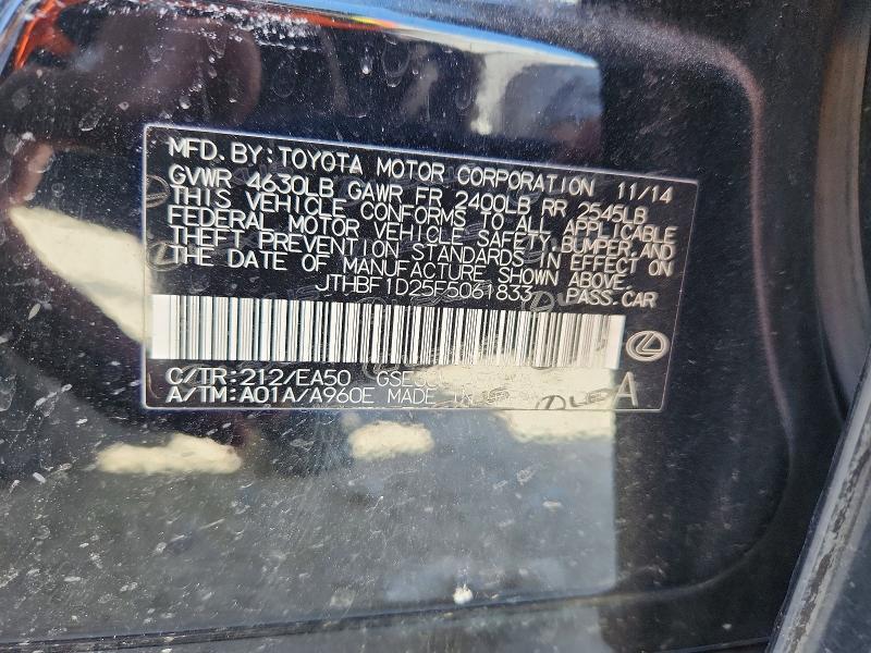 Продаж на аукціоні авто 2015 Lexus Is 250, vin: JTHBF1D25F5061833, номер лоту: 46030856