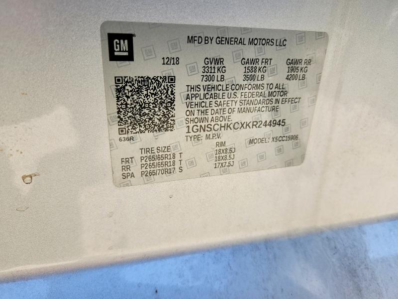 45547476 :رقم المزاد ، 1GNSCHKCXKR244945 vin ، 2019 Chevrolet Suburban مزاد بيع
