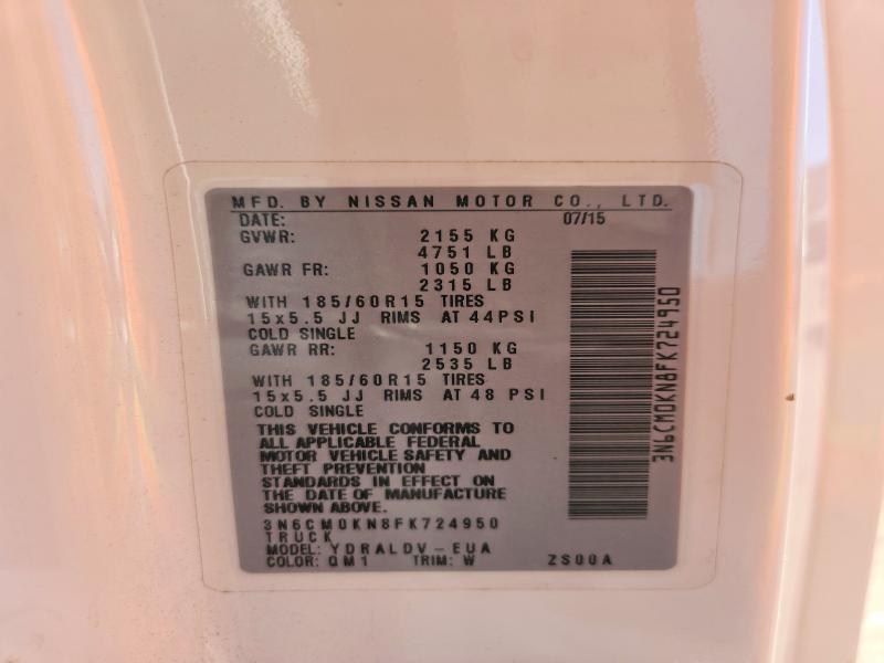45804846 :رقم المزاد ، 3N6CM0KN8FK724950 vin ، 2015 Nissan Nv200 مزاد بيع