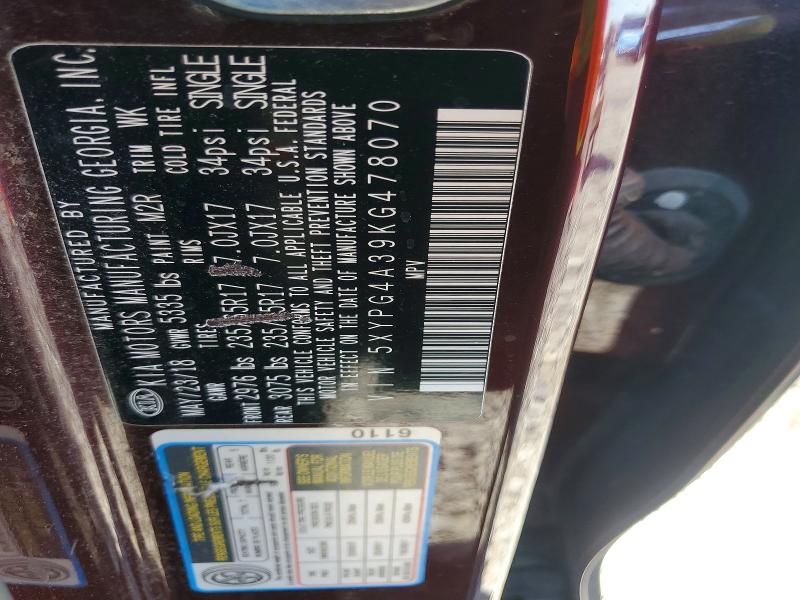 Продаж на аукціоні авто 2019 Kia Sorento, vin: 5XYPG4A39KG478070, номер лоту: 46872936