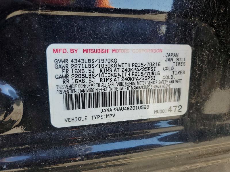 Продаж на аукціоні авто 2011 Mitsubishi Outlander Sport, vin: JA4AP3AU4BZ010588, номер лоту: 46284216