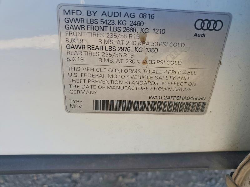 Продажа на аукционе авто 2017 Audi Q5, vin: WA1L2AFP8HA046080, номер лота: 47054586