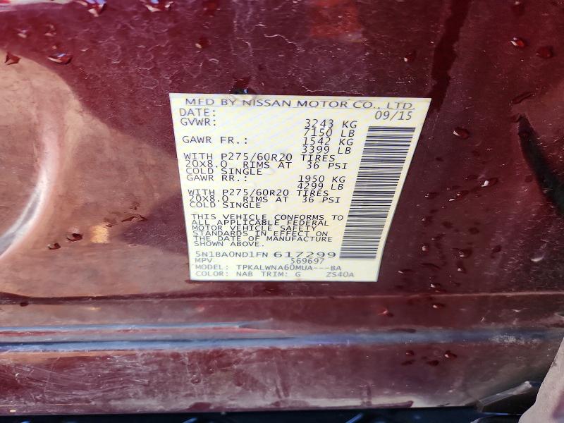 Продажа на аукционе авто 2015 Nissan Armada, vin: 5N1BA0ND1FN617299, номер лота: 47596666