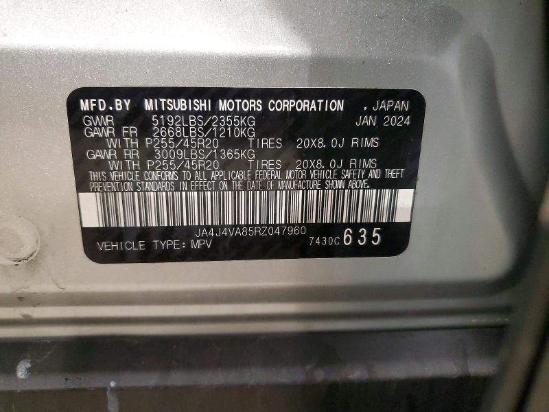 Aukcja sprzedaży 2024 Mitsubishi Outlander, vin: JA4J4VA85RZ047960, numer aukcji: 46264796