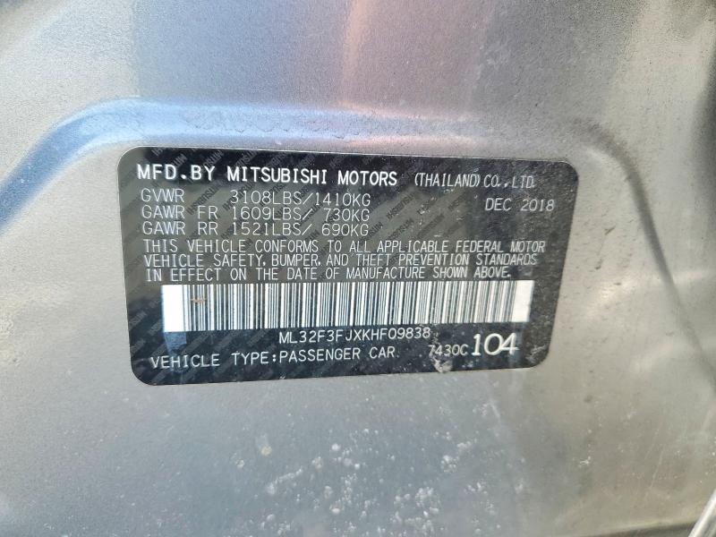 Продаж на аукціоні авто 2019 Mitsubishi Mirage, vin: ML32F3FJXKHF09838, номер лоту: 46900696
