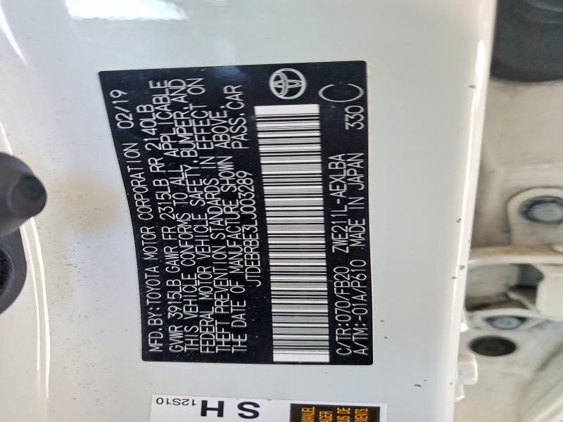 2020 Toyota Corolla Hybrid მანქანა იყიდება აუქციონზე, vin: JTDEBRBE3LJ003289, აუქციონის ნომერი: 41985006