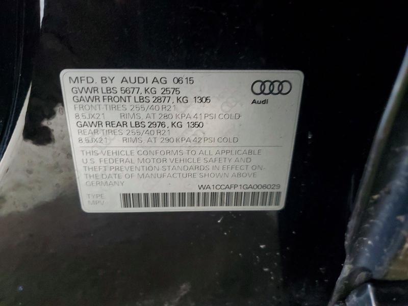 Aukcja sprzedaży 2016 Audi Sq5, vin: WA1CCAFP1GA006029, numer aukcji: 79706835