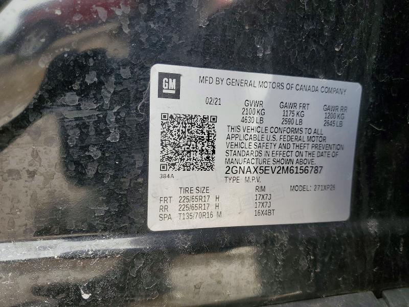 2021 Chevrolet Equinox მანქანა იყიდება აუქციონზე, vin: 2GNAX5EV2M6156787, აუქციონის ნომერი: 45881806