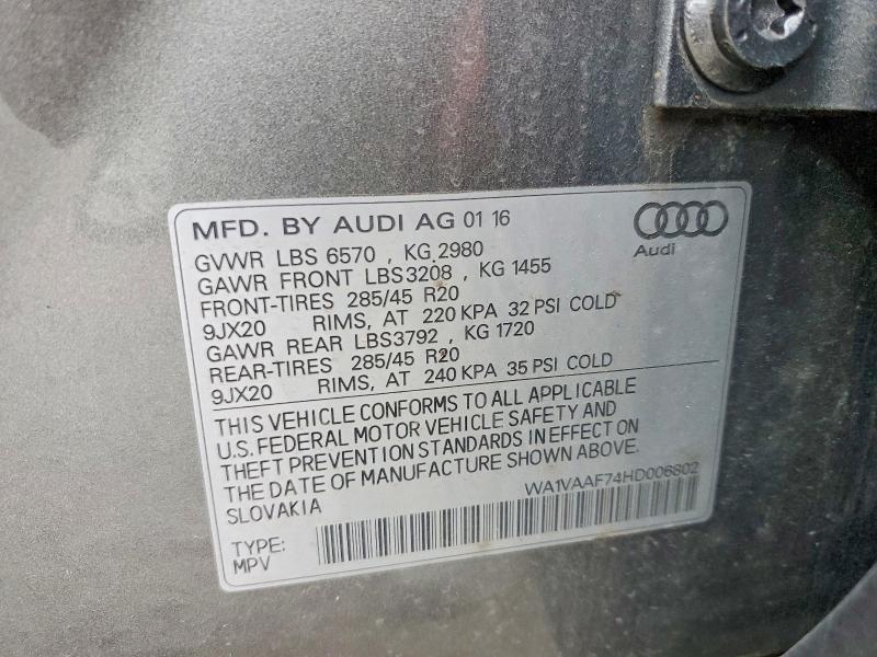 Aukcja sprzedaży 2017 Audi Q7, vin: WA1VAAF74HD006802, numer aukcji: 41940776