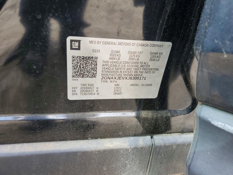 Aukcja sprzedaży 2018 Chevrolet Equinox, vin: 2GNAXJEVXJ6300171, numer aukcji: 45519446