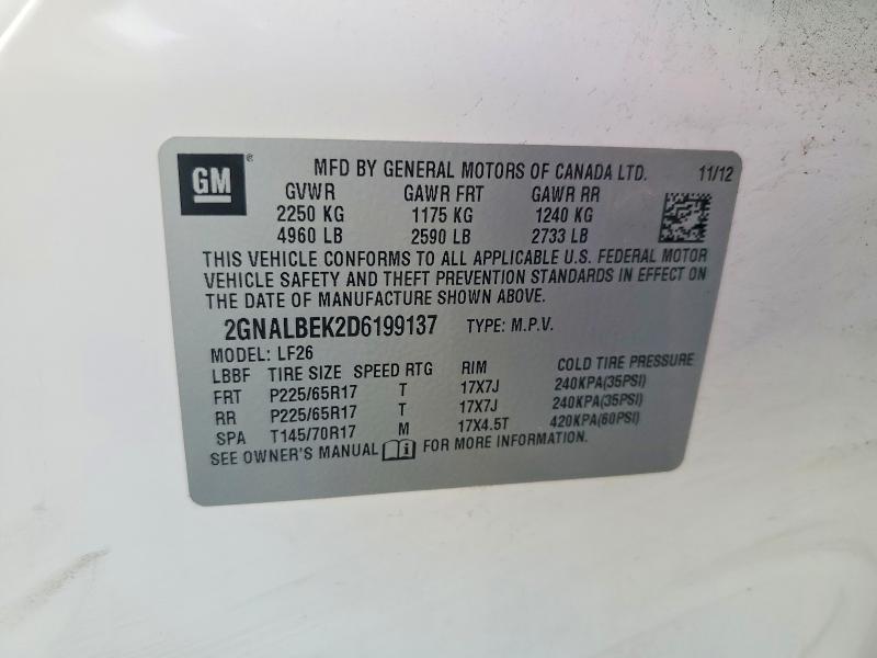 Продаж на аукціоні авто 2013 Chevrolet Equinox, vin: 2GNALBEK2D6199137, номер лоту: 79803765
