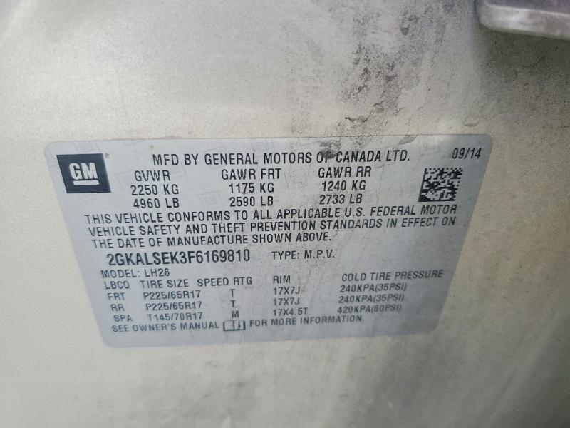 Aukcja sprzedaży 2015 Gmc Terrain, vin: 2GKALSEK3F6169810, numer aukcji: 47546656