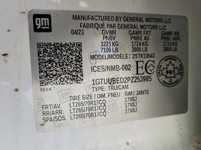 Aukcja sprzedaży 2023 Gmc Sierra, vin: 1GTUUBED2PZ253985, numer aukcji: 45523566