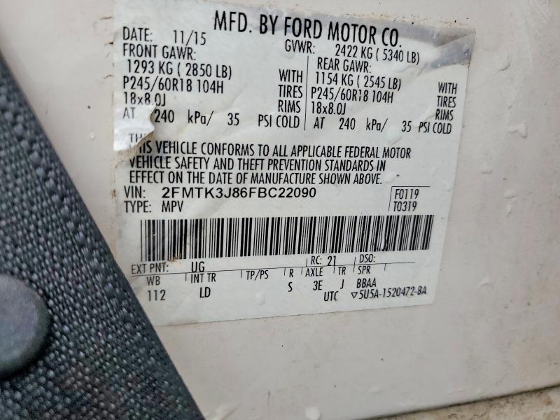 Продажа на аукционе авто 2015 Ford Edge, vin: 2FMTK3J86FBC22090, номер лота: 79083345