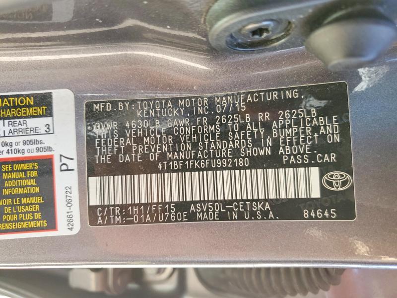 Продажа на аукционе авто 2015 Toyota Camry, vin: 4T1BF1FK6FU992180, номер лота: 46368186