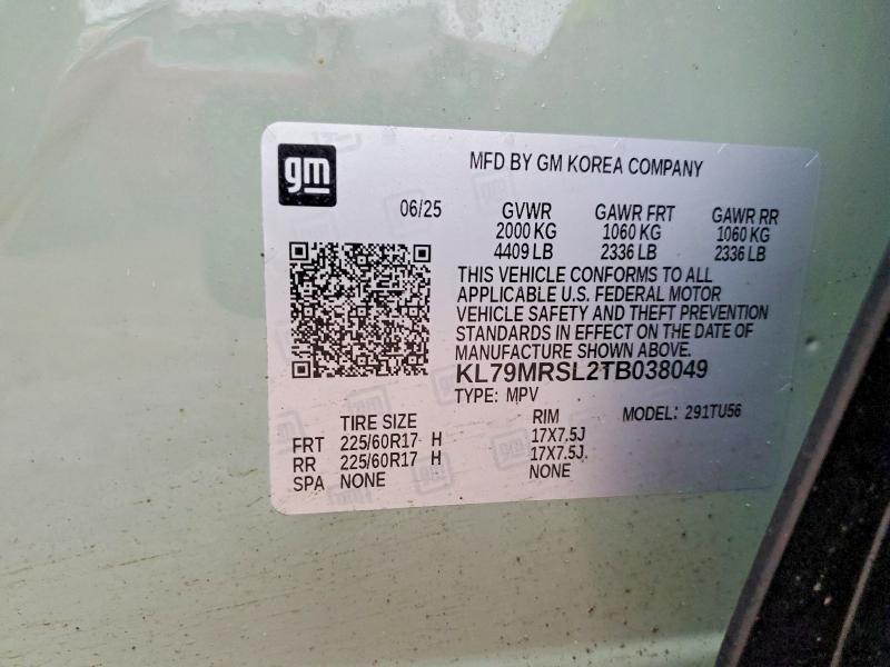 Aukcja sprzedaży 2026 Chevrolet Trailblazer, vin: KL79MRSL2TB038049, numer aukcji: 45459086