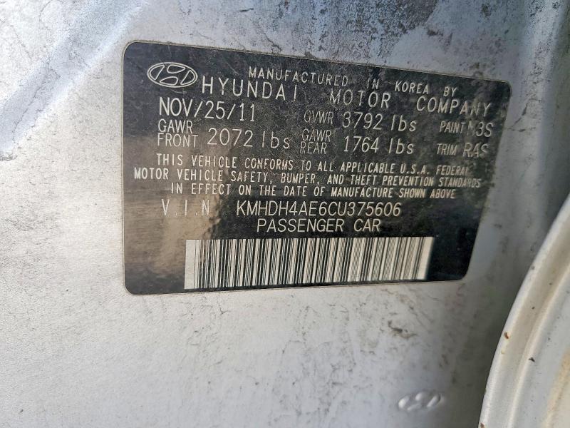 Продаж на аукціоні авто 2012 Hyundai Elantra, vin: KMHDH4AE6CU375606, номер лоту: 48220996