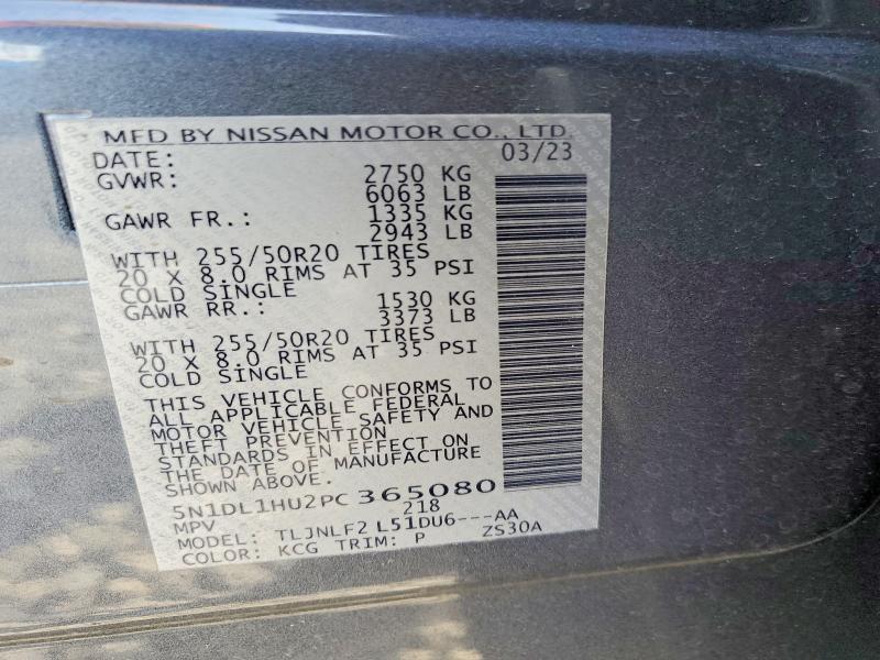 Aukcja sprzedaży 2023 Infiniti Qx60, vin: 5N1DL1HU2PC365080, numer aukcji: 47610256