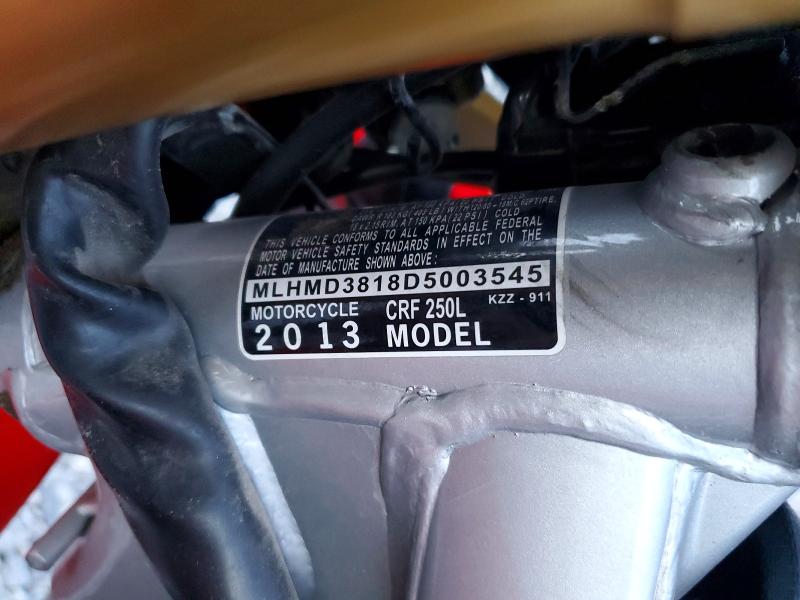 Продаж на аукціоні авто 2013 Honda Crf250, vin: MLHMD3818D5003545, номер лоту: 45631586