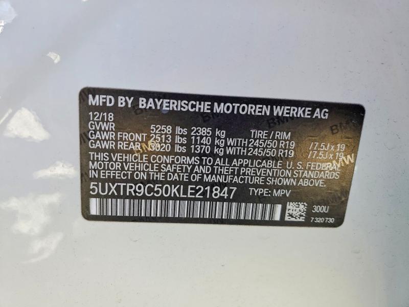 Aukcja sprzedaży 2019 Bmw X3, vin: 5UXTR9C50KLE21847, numer aukcji: 79934575