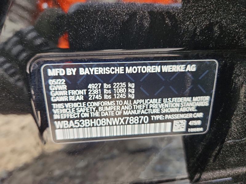 Продажа на аукционе авто 2022 Bmw 530, vin: WBA53BH08NWX78870, номер лота: 48237246
