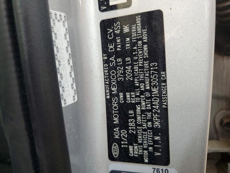 79864785 :رقم المزاد ، 3KPF24AD1ME305713 vin ، 2021 Kia Forte مزاد بيع