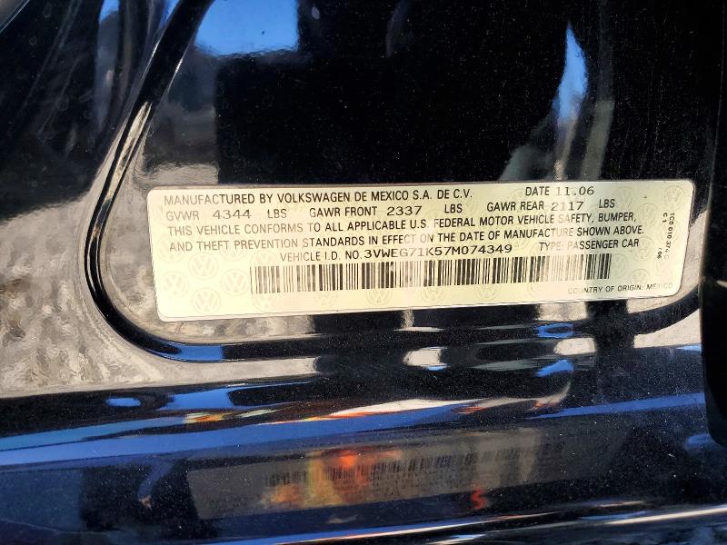 Продажа на аукционе авто 2007 Volkswagen Jetta, vin: 3VWEG71K57M074349, номер лота: 46063626