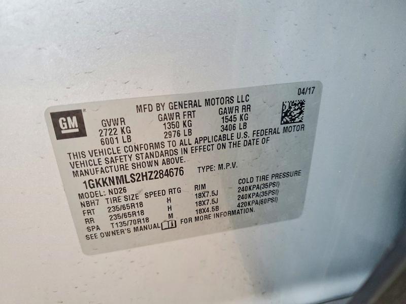 Продажа на аукционе авто 2017 Gmc Acadia, vin: 1GKKNMLS2HZ284676, номер лота: 45495126