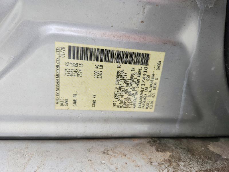 2020 Nissan Maxima მანქანა იყიდება აუქციონზე, vin: 1N4AA6CV4LC374910, აუქციონის ნომერი: 46511326