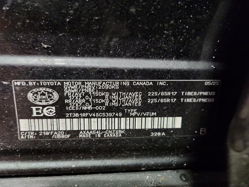 Aukcja sprzedaży 2025 Toyota Rav4, vin: 2T3B1RFV4SC539749, numer aukcji: 46163906