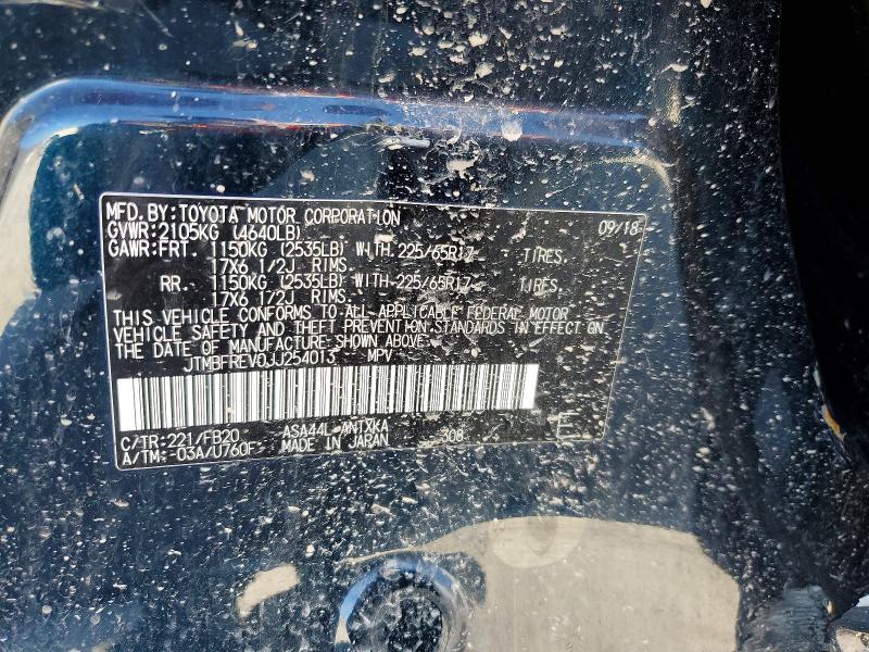 Aukcja sprzedaży 2018 Toyota Rav4, vin: JTMBFREV0JJ254013, numer aukcji: 45600756