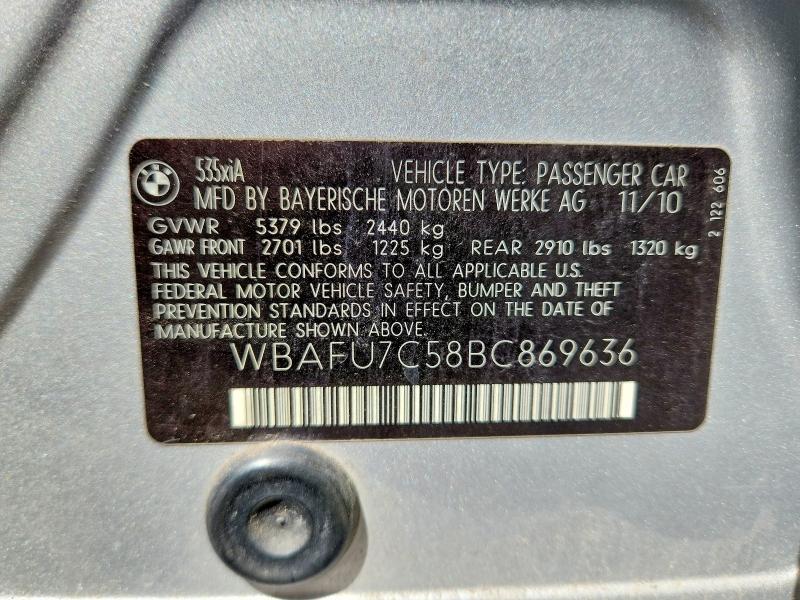 Aukcja sprzedaży 2011 Bmw 535, vin: WBAFU7C58BC869636, numer aukcji: 41759716