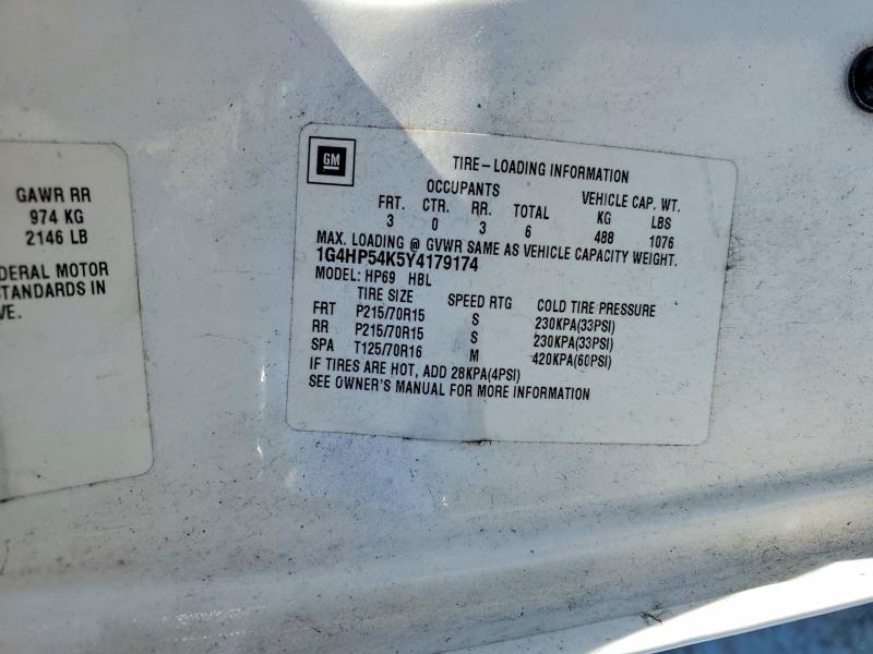 45776696 :رقم المزاد ، 1G4HP54K5Y4179174 vin ، 2000 Buick Lesabre مزاد بيع