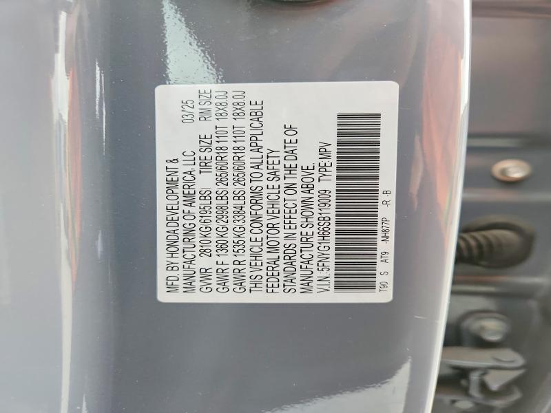 Aukcja sprzedaży 2025 Honda Pilot, vin: 5FNYG1H66SB119009, numer aukcji: 47245886