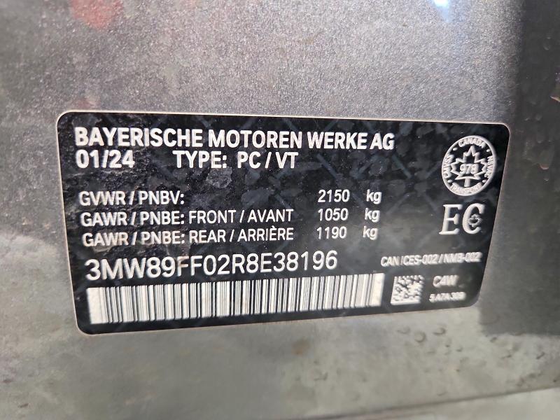 78684695 :رقم المزاد ، 3MW89FF02R8E38196 vin ، 2024 Bmw 330xi مزاد بيع