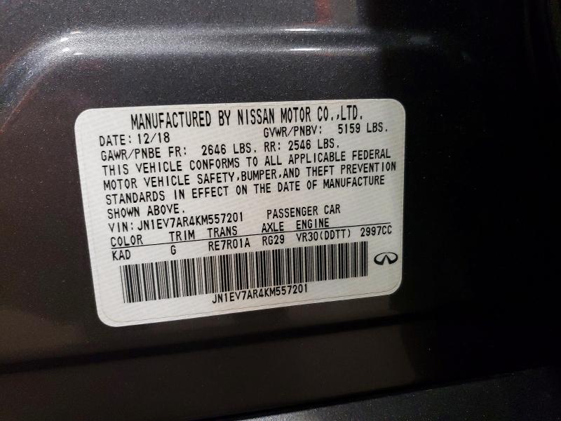 Aukcja sprzedaży 2019 Infiniti Q50, vin: JN1EV7AR4KM557201, numer aukcji: 46805486