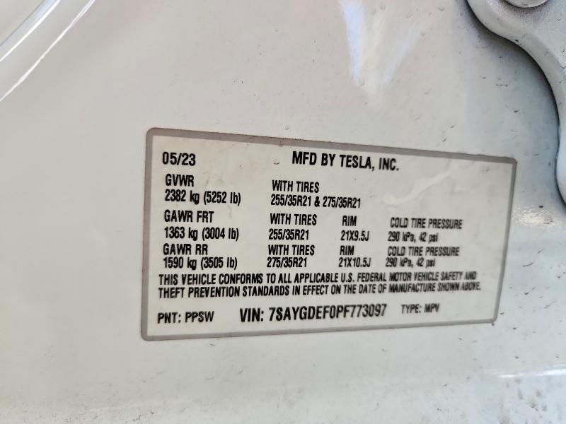 Продаж на аукціоні авто 2023 Tesla Model Y, vin: 7SAYGDEF0PF773097, номер лоту: 48038306