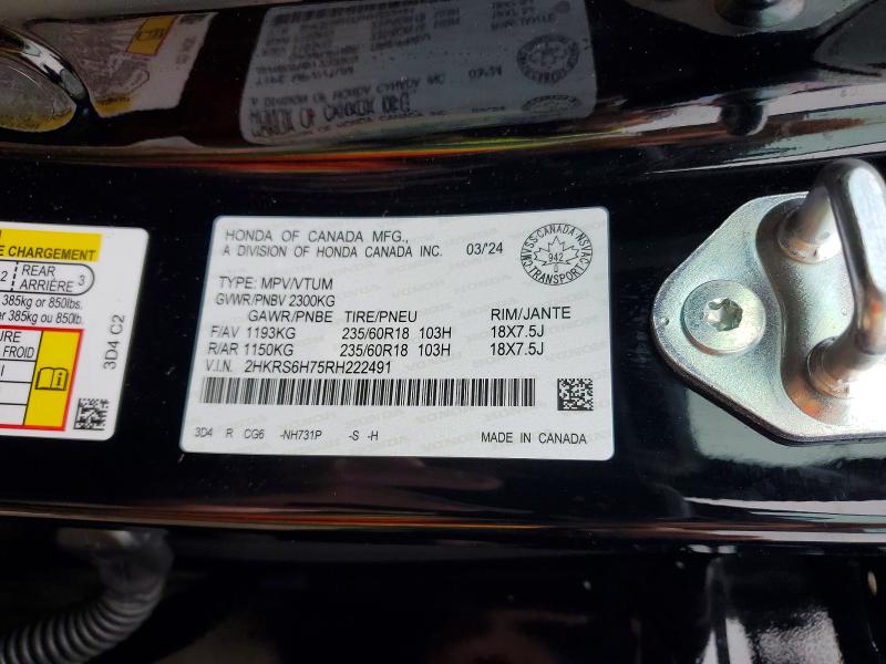 Aukcja sprzedaży 2024 Honda Cr-v, vin: 2HKRS6H75RH222491, numer aukcji: 74830295
