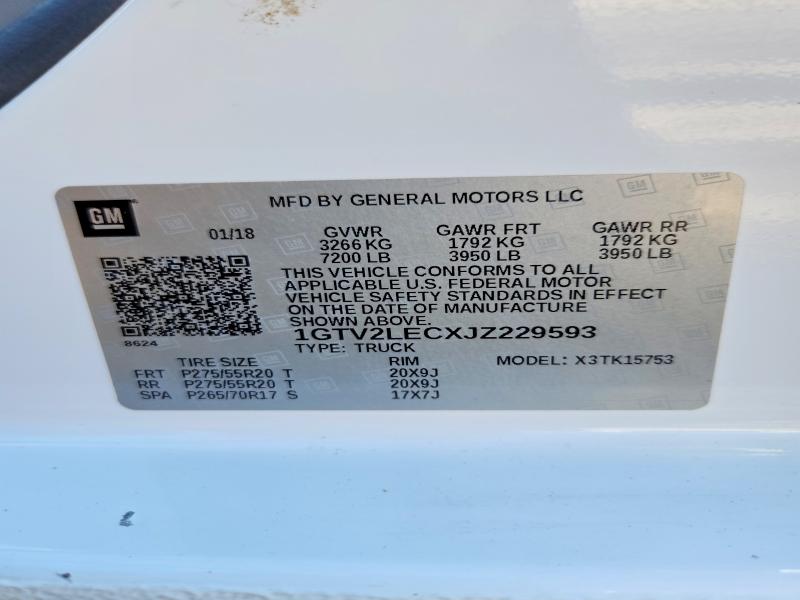 Aukcja sprzedaży 2018 Gmc Sierra, vin: 1GTV2LECXJZ229593, numer aukcji: 41745396