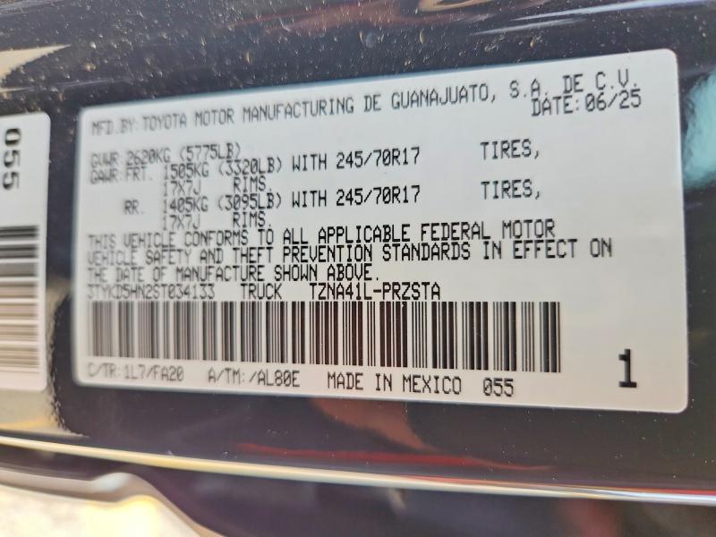 2025 Toyota Tacoma მანქანა იყიდება აუქციონზე, vin: 3TYKD5HN2ST034133, აუქციონის ნომერი: 79298385