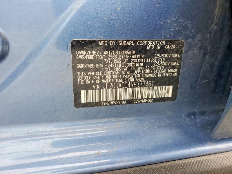Aukcja sprzedaży 2024 Subaru Crosstrek, vin: JF2GUADC4RH377461, numer aukcji: 45748406