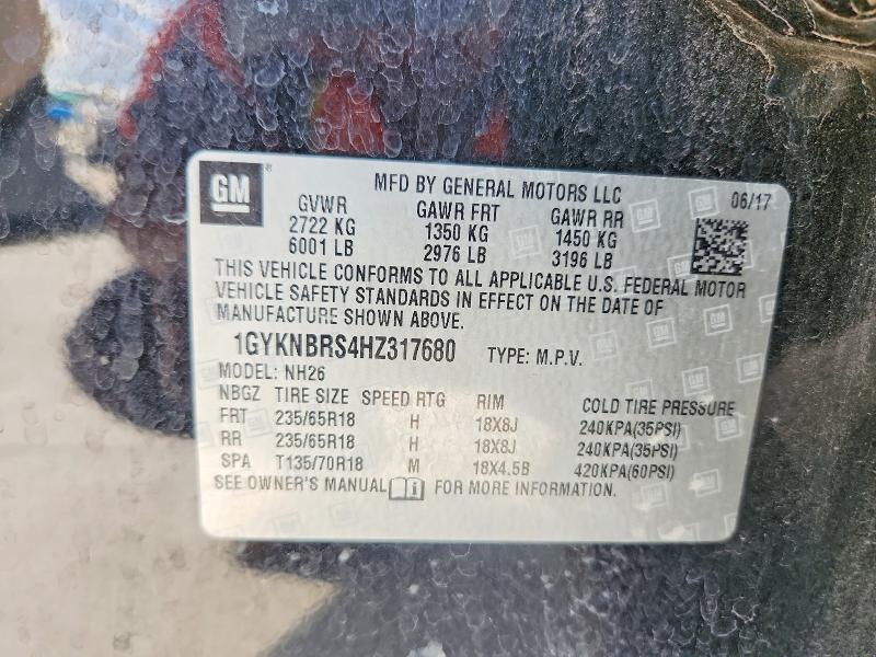 2017 Cadillac Xt5 მანქანა იყიდება აუქციონზე, vin: 1GYKNBRS4HZ317680, აუქციონის ნომერი: 79976785