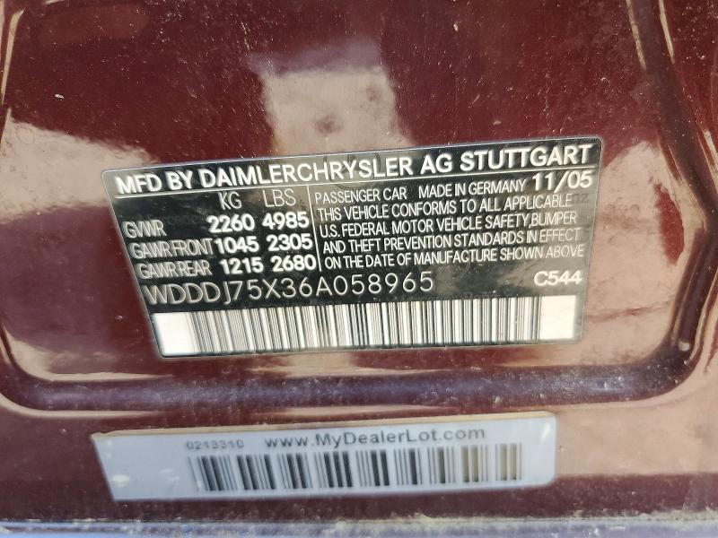 79067705 :رقم المزاد ، WDDDJ75X36A058965 vin ، 2006 Mercedes-benz Cls مزاد بيع