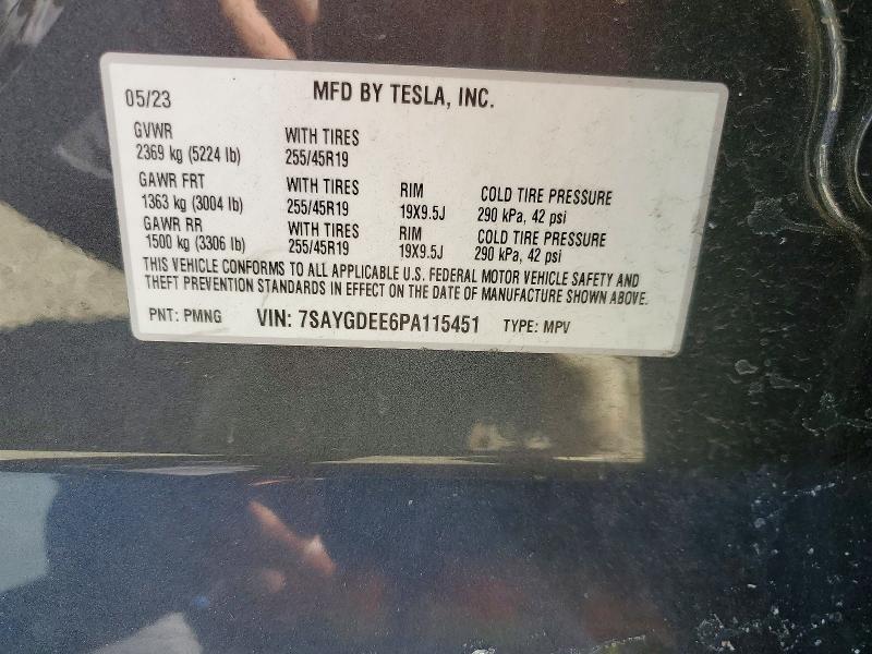 Продаж на аукціоні авто 2023 Tesla Model Y, vin: 7SAYGDEE6PA115451, номер лоту: 45857656