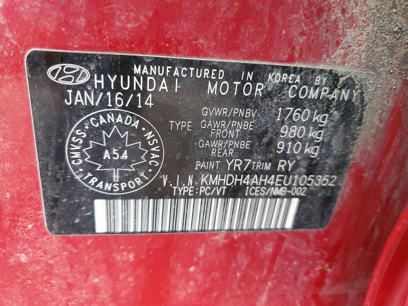 79010225 :رقم المزاد ، KMHDH4AH4EU105352 vin ، 2014 Hyundai Elantra مزاد بيع