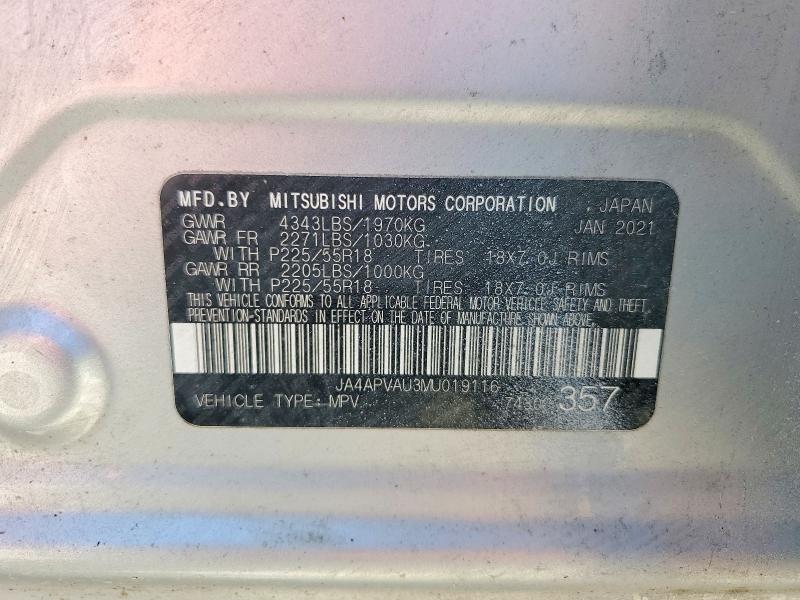 Продаж на аукціоні авто 2021 Mitsubishi Outlander Sport, vin: JA4APVAU3MU019116, номер лоту: 41831616