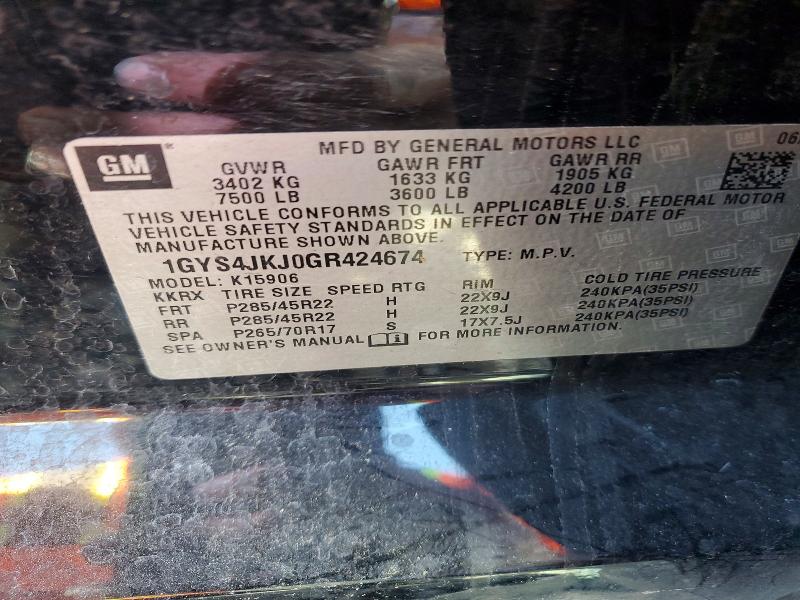 46288736 :رقم المزاد ، 1GYS4JKJ0GR424674 vin ، 2016 Cadillac Escalade مزاد بيع