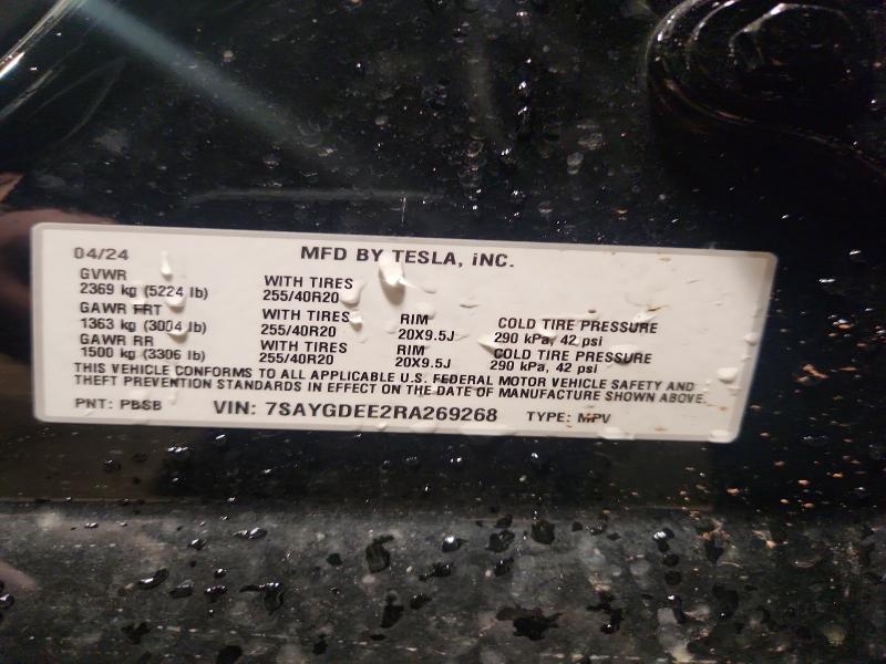 45851636 :رقم المزاد ، 7SAYGDEE2RA269268 vin ، 2024 Tesla Model Y مزاد بيع