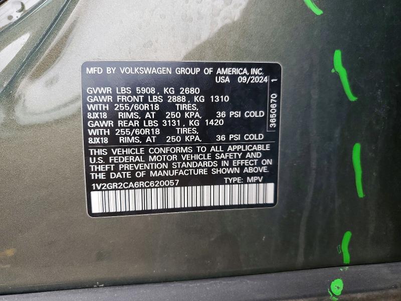 79407415 :رقم المزاد ، 1V2GR2CA6RC620057 vin ، 2024 Volkswagen Atlas مزاد بيع