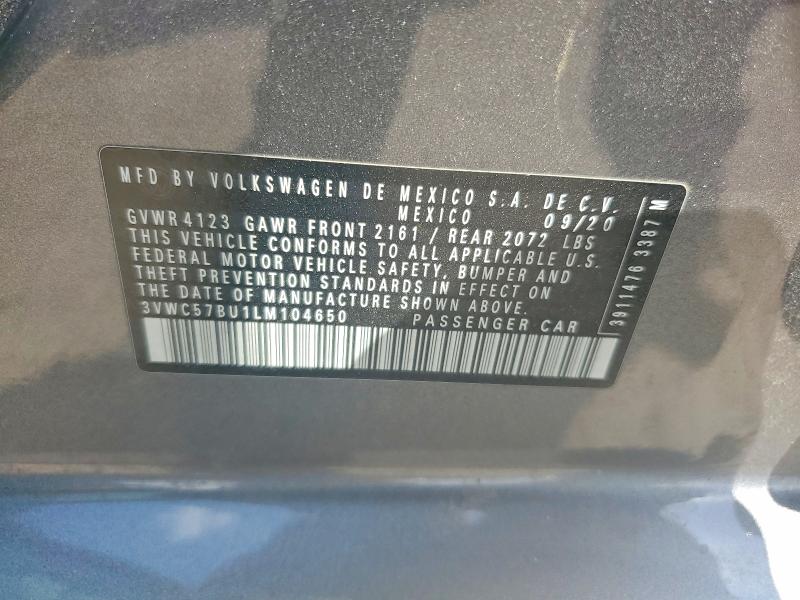 Продаж на аукціоні авто 2020 Volkswagen Jetta, vin: 3VWC57BU1LM104650, номер лоту: 47831966